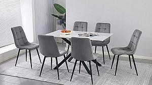 Set de masa si scaune Yasen DT-2423 120x80 Mocha White + 6 scaune DC 5012 L (HLR 22) Gri