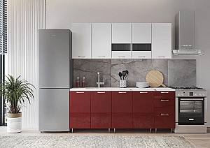 Set mobila bucatarie ML Mobila AGT 2m Alb/Burgundi