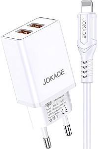 Incarcator telefon Jokade Wall Charger with Cable USB-A to Lightning Dual Port JB024 White