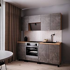 Set mobila bucatarie ML Mobila Nais 1.8 m Stejar Auriu/Atelie Inchis(Maro)