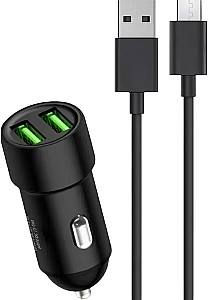 Автомобильная зарядка Charome Car Charger with Cable USB to Micro-USB C6 Black