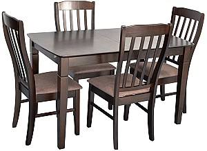 Набор стол и стулья Evelin HV-27V Chocolate + 4 стула Wenyi Chocolate / Ekea12 Dark Brown