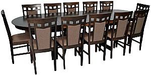 Set de masa si scaune Evelin HV-33V Chocolate + 12 scaune Deepa R Chocolate / Ekea12 Dark Brown