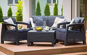 Set mobila de gradina Heniver Novara 2+1+1+T Antracit (Gri)