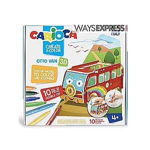 Пазлы CARIOCA Create&Color 3D-пазл Otto Van с фломастерами, 10шт