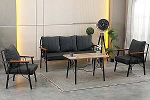 Набор садовой мебели Stars Plastik Ruya 3+1+1 Антрацит