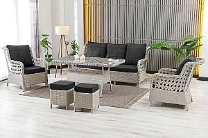 Набор садовой мебели Stars Plastik Vilza Rattan 3+1+1 (Пуф 1+1) Бежевый