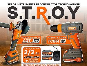 Set de scule electrice TECHNOWORKER AGT 125 + TCBM 60 Pro Line