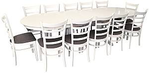 Набор стол и стулья Evelin HV-33V White + 12 стульев COCO White / NV-10WP Grey
