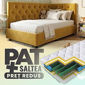 Pat copii Aurus Stela 90x200 + Saltea Salt Confort Clasic 90x200