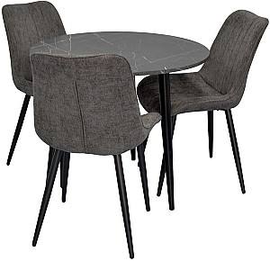 Set de masa si scaune Evelin DT 404-6 B + 3 scaune YTC-055 B / UF885-15 Dark Grey