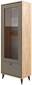 Dulap cu vitrina ML Mobila Oscar Nr.7 Stejar Auriu / Haki Soft Închis