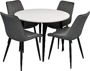 Set de masa si scaune Evelin DT 402-3B + 4 scaune YTC-055 B / BLU-14 (Dark Grey)