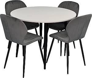 Set de masa si scaune Evelin DT 402-3B + 4 scaune YTC-064 B / BLU-14 (Dark Grey)