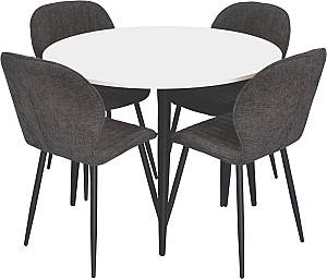 Set de masa si scaune Evelin DT 402-3B + 4 scaune YTC-064 B / UF885-15 (Dark Grey)