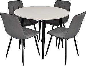 Set de masa si scaune Evelin DT 402-3B + 4 scaune YTC-080 B / BLU-14 (Dark Grey)