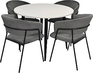Set de masa si scaune Evelin DT 402-3B + 4 scaune YTC-097 B / UF BLU-14 (Dark Grey)