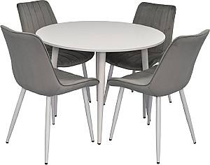 Set de masa si scaune Evelin DT 402-5Wh + 4 scaune YTC-055 Wh / BLU-13 (Light Grey)