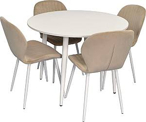 Set de masa si scaune Evelin DT 402-5Wh + 4 scaune YTC-064 Wh / UF910-01 (Light Beige)