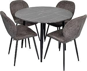 Set de masa si scaune Evelin DT 402-6B + 4 scaune YTC-064B UF885-15 (Dark Grey)