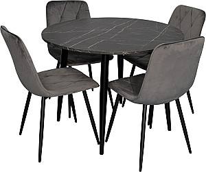 Set de masa si scaune Evelin DT 402-6B + 4 scaune YTC-080B BLU-14 (Dark Grey)