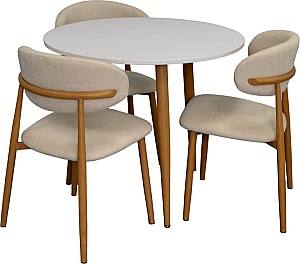 Set de masa si scaune Evelin DT 404-1Wo + 3 scaune QT-284 Wo / UF885-02 (Light Beige)