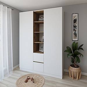 Dulap Smartex N14 160 cm Alb / Stejar Închis