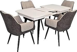 Set de masa si scaune Evelin DT 432-1R B + 4 scaune QT-227 B / UF885-13 (Light Grey) / UF885-15 (Dark Grey)