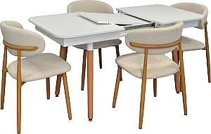 Набор стол и стулья Evelin DT 432-1R Wo + 4 стула QT-284 Wo / UF885-02 (Light Beige)