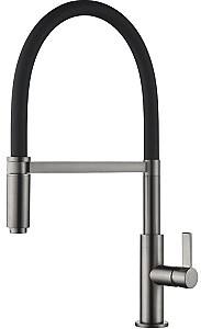 Кран для кухни Helika 7003-T Graphite+black silicon hose