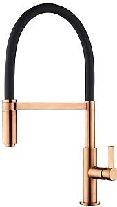 Кран для кухни Helika 7003-C Copper+black silicon hose