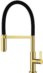 Кран для кухни Helika 7003-G Gold+black silicon hose
