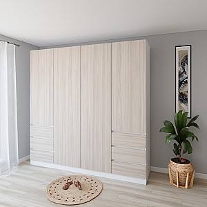 Dulap Smartex N17 220 cm Alb / Stejar Deschis