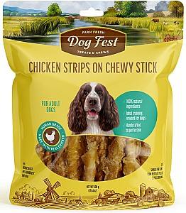 Snackuri pentru caini Dog Fest Chicken Stripes on Chewy Stick 500g