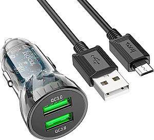 Автомобильная зарядка HOCO Z47 Transparent + USB Micro