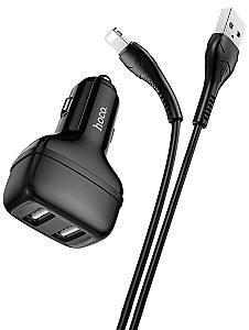 Автомобильная зарядка HOCO Z36 Leader + Lightning