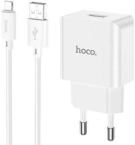 Зарядное устройство для телефона HOCO C106A Leisure + Lightning White