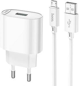 Зарядное устройство для телефона HOCO C109A Fighter + Micro-USB White