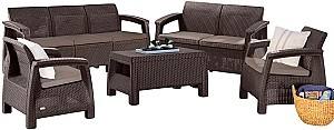 Set mobila de gradina Heniver Novara 3+2+1+1+T Maro
