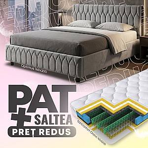 Pat VLM Optimus 160x200 Gri + Saltea Salt Confort Clasic 160x200