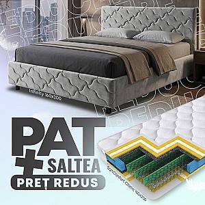 Pat VLM Infinity 160x200 Gri + Saltea Salt Confort Clasic 160x200