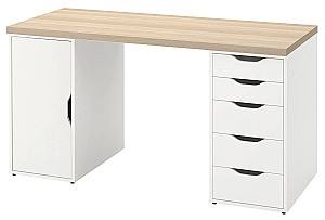Письменный стол IKEA Lagkapten/Alex дверца/ящики 140x60 Белый/Белый дуб (Бежевый)