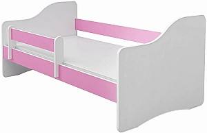 Pat copii Acma Meble Acma III Happy 80x180 bariera/saltea 7cm Alb/Roz
