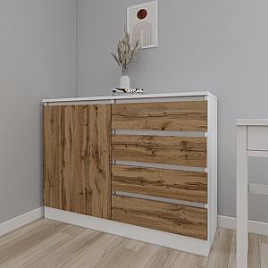 Comoda Smartex Т2 100 cm Alb / Stejar Închis