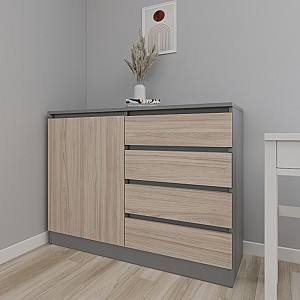 Comoda Smartex Т2 100 cm Grafit / Stejar Deschis