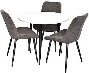 Set de masa si scaune Evelin DT 404-3 B + 3 scaune YTC-055 B / UF885-15 Dark Grey