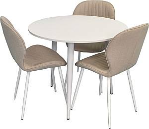 Набор стол и стулья Evelin DT 404-5Wh + 3 стула YTC-064 Wh / BJORN-24 (Light Beige)