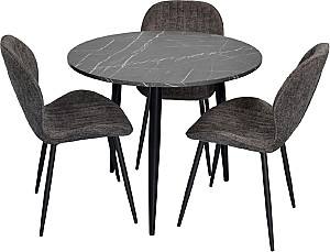 Набор стол и стулья Evelin DT 404-6B + 3 стула YTC-064 B / UF885-15 (Dark Grey)