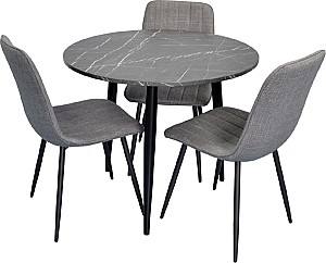 Набор стол и стулья Evelin DT 404-6B + 3 стула YTC-078 B / BJORN-13 (Grey)