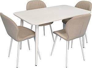 Набор стол и стулья Evelin DT 405-4Wh + 4 стула YTC-064 Wh / BJORN-24 (Light Beige)